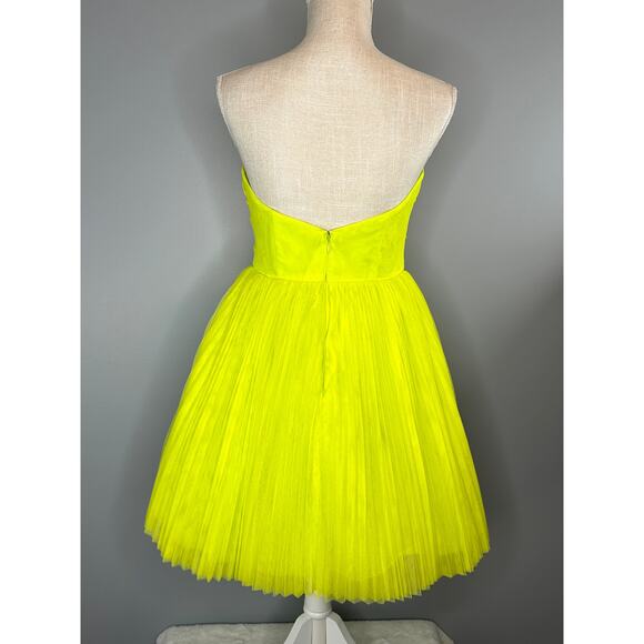 Hutch Pleated Strapless Tulle Mini dress  Bright Green Size 4 - Picture 8 of 13